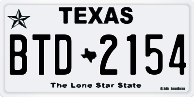 TX license plate BTD2154