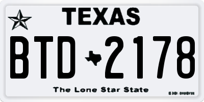 TX license plate BTD2178
