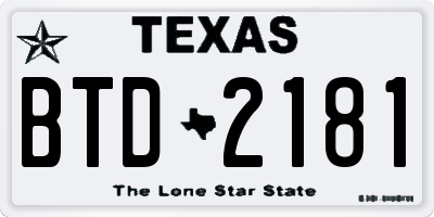 TX license plate BTD2181