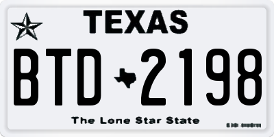 TX license plate BTD2198