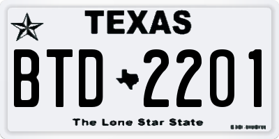 TX license plate BTD2201