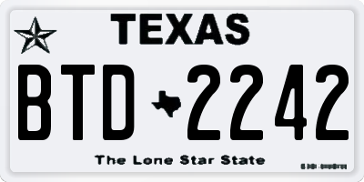 TX license plate BTD2242