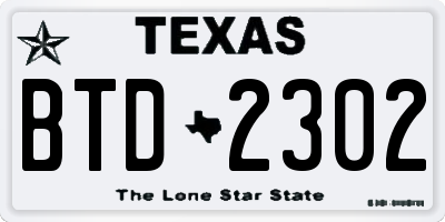 TX license plate BTD2302