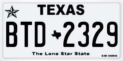 TX license plate BTD2329