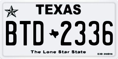 TX license plate BTD2336