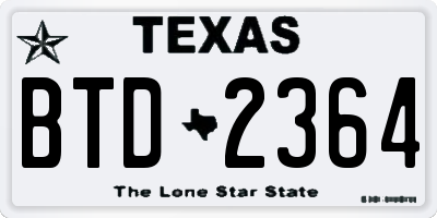 TX license plate BTD2364