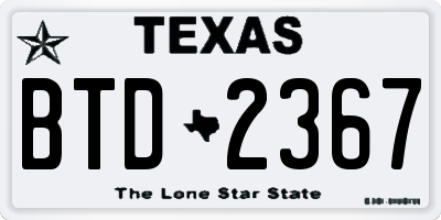 TX license plate BTD2367