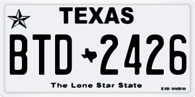 TX license plate BTD2426