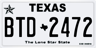 TX license plate BTD2472