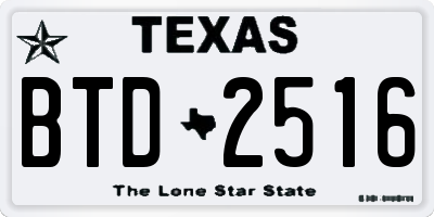 TX license plate BTD2516