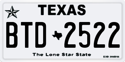 TX license plate BTD2522
