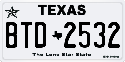 TX license plate BTD2532