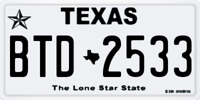 TX license plate BTD2533