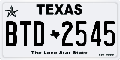 TX license plate BTD2545