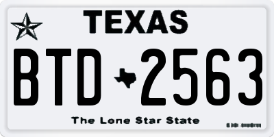 TX license plate BTD2563