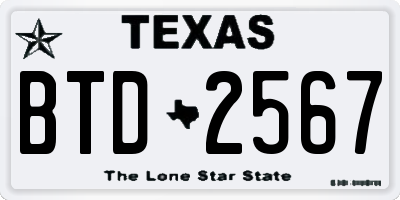 TX license plate BTD2567