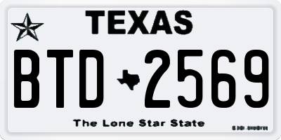 TX license plate BTD2569