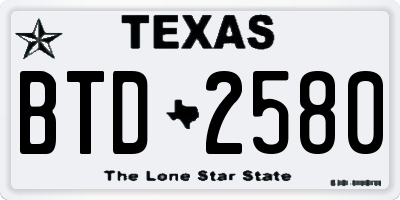 TX license plate BTD2580