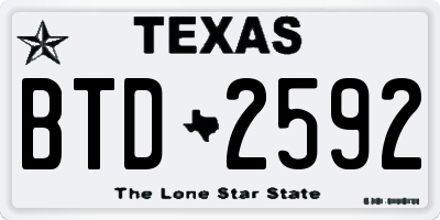 TX license plate BTD2592