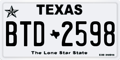 TX license plate BTD2598