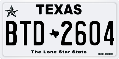 TX license plate BTD2604