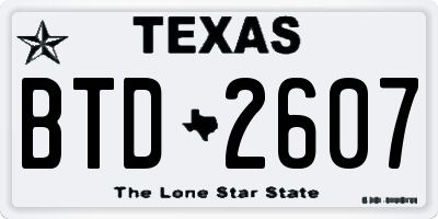 TX license plate BTD2607