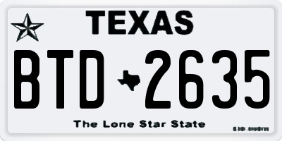 TX license plate BTD2635