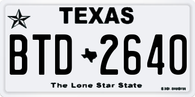 TX license plate BTD2640