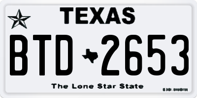 TX license plate BTD2653