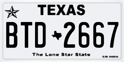 TX license plate BTD2667
