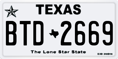 TX license plate BTD2669