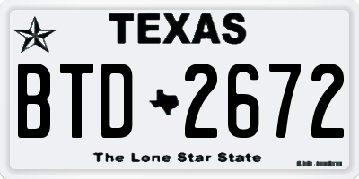 TX license plate BTD2672