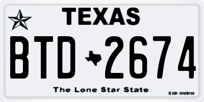 TX license plate BTD2674