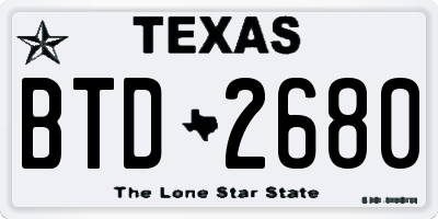 TX license plate BTD2680