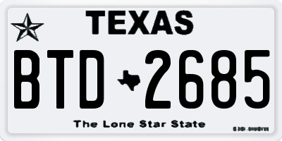 TX license plate BTD2685
