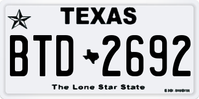 TX license plate BTD2692