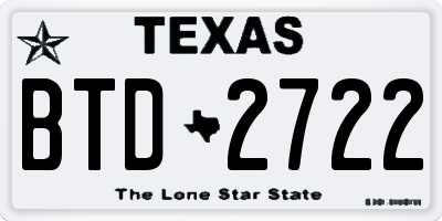 TX license plate BTD2722