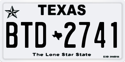 TX license plate BTD2741
