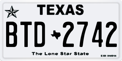 TX license plate BTD2742