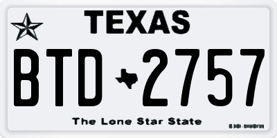 TX license plate BTD2757