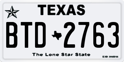 TX license plate BTD2763
