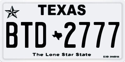 TX license plate BTD2777