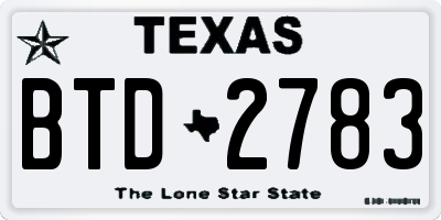 TX license plate BTD2783