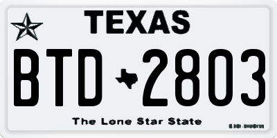 TX license plate BTD2803