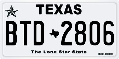 TX license plate BTD2806