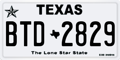 TX license plate BTD2829