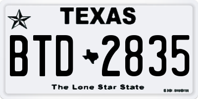 TX license plate BTD2835