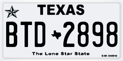 TX license plate BTD2898