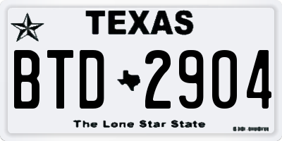 TX license plate BTD2904