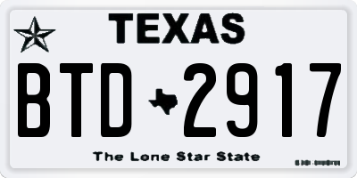 TX license plate BTD2917